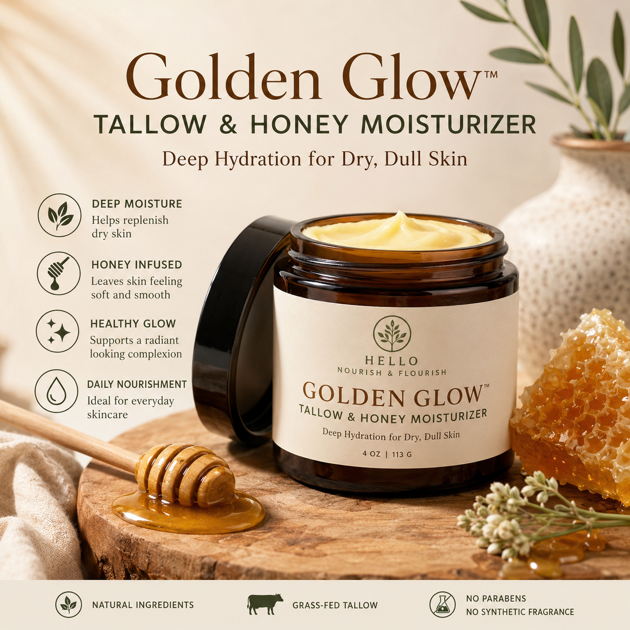 Golden Glow™ Tallow & Honey Moisturizer